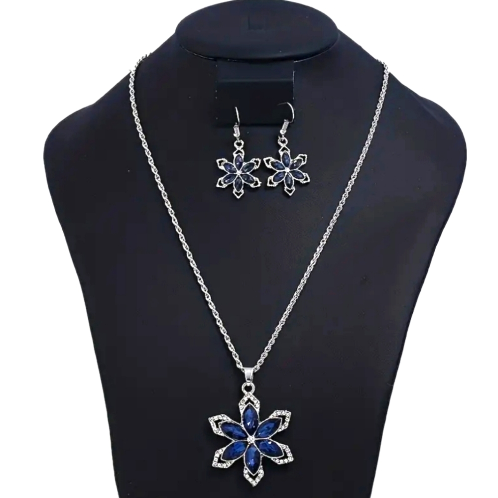 Austrian Crystal Silverplated Simulated Sapphire … - image 1